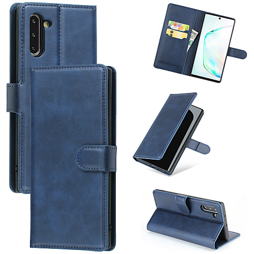 

Case For Samsung Galaxy Galaxy S10 / Galaxy S10 Plus / Galaxy Note 10 Card Holder / Shockproof / Flip Back Cover Solid Colored PU Leather / TPU