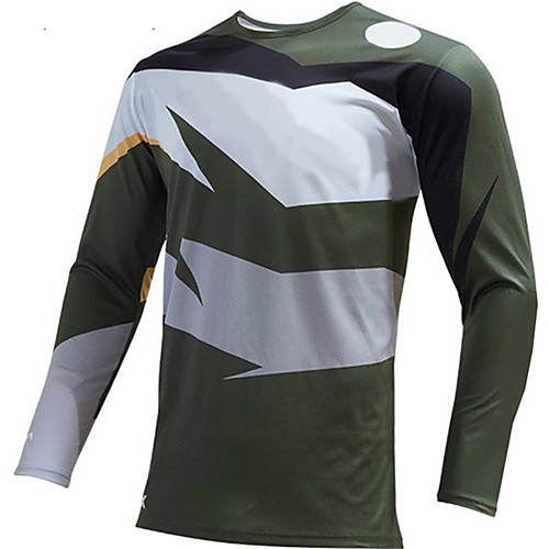 

21Grams Men's Long Sleeve Cycling Jersey Downhill Jersey Dirt Bike Jersey Winter Spandex Polyester GrayWhite Patchwork Bike Jersey Top Mountain Bike MTB Road Bike Cycling Thermal Warm UV Resistant