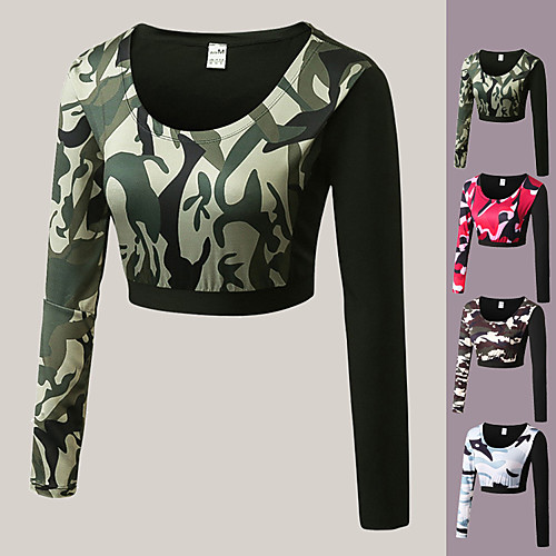 

YUERLIAN Women's Long Sleeve Running Crop Top Cropped Crop Top Athletic Quick Dry Breathable Soft Fitness Running Jogging Training Exercise Sportswear White Red Army Green Green Activewear Stretchy