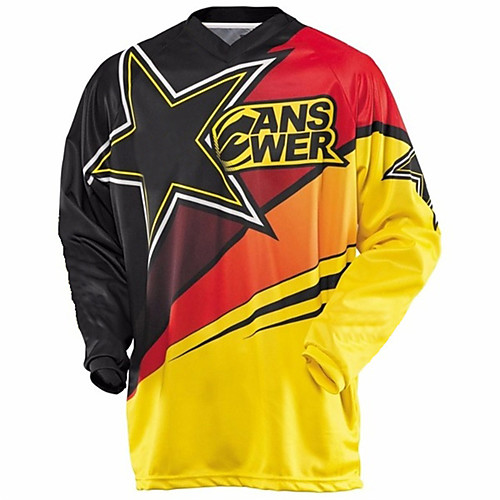 

21Grams Men's Long Sleeve Cycling Jersey Downhill Jersey Dirt Bike Jersey Winter Spandex Polyester Black / Orange Stars Bike Jersey Top Mountain Bike MTB Road Bike Cycling Thermal Warm UV Resistant