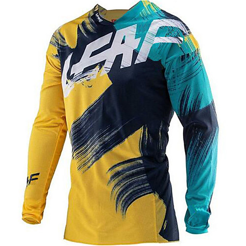 

21Grams Men's Long Sleeve Cycling Jersey Downhill Jersey Dirt Bike Jersey Winter Spandex Polyester Green / Yellow Graffiti Bike Jersey Thermal Warm UV Resistant Quick Dry Breathable Back Pocket Sports