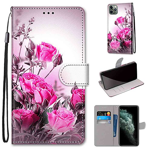 

Case For Apple iPhone 11 / iPhone 11 Pro / iPhone 11 Pro Max Wallet / Card Holder / with Stand Full Body Cases Flower PU Leather / TPU