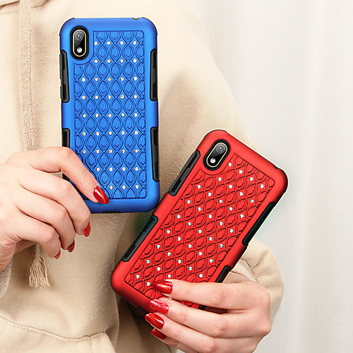

Case For Huawei Huawei Y6 (2019) / Huawei Y5 2019 Shockproof / Rhinestone Back Cover Solid Colored TPU / PC
