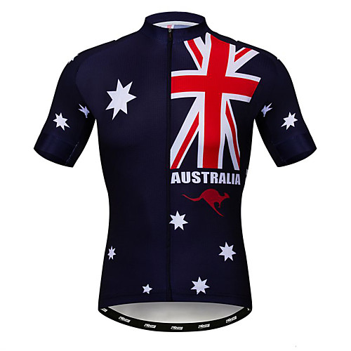 

21Grams Men's Short Sleeve Cycling Jersey Summer Elastane Lycra Polyester RedBlue Sweden Australia National Flag Bike Jersey Quick Dry Moisture Wicking Breathable Back Pocket Sports Patterned