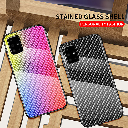 

Gradient Carbon Fiber Phone Case For Samsung Galaxy A51 A71 A91 A81 A70e A41 A21 A11 A01 A90 5G A80 A70 A60 A50 A40 A30 A20 A10 A20e Shockproof Tempered Glass Back Cover Soft TPU Edge