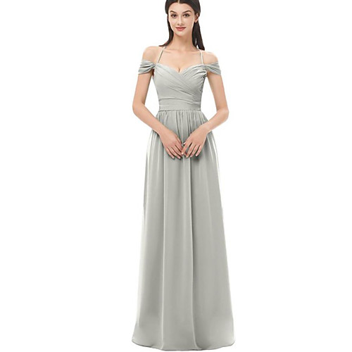 

A-Line Halter Neck Floor Length Chiffon Bridesmaid Dress with Ruching / Bandage