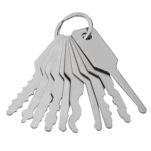 

10PCS Jiggler Key Unlock Tool for Car Door Lock - Silver