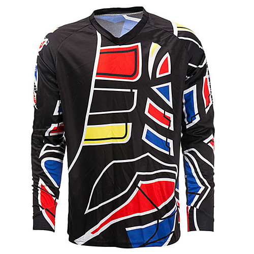 

21Grams Men's Long Sleeve Cycling Jersey Downhill Jersey Dirt Bike Jersey Winter Spandex Polyester Black / Red Patchwork Bike Jersey Top Mountain Bike MTB Road Bike Cycling Thermal Warm UV Resistant