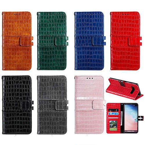 

Phone Case For Samsung Galaxy Full Body Case Leather Wallet Card S9 S9 Plus S8 Plus S8 S7 edge S7 S10 S10 Galaxy S10 E Galaxy S10 5G Wallet Card Holder with Stand Solid Color PU Leather