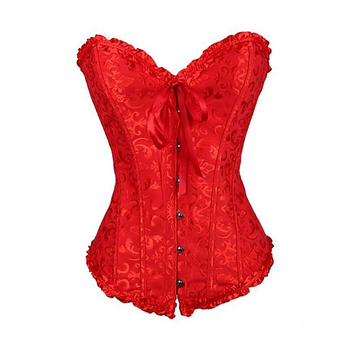 

Princess Flapper Girl Overbust Corset Corset Women's Costume White / Black / Red Vintage Cosplay Wedding Ceremony Engagement Sleeveless