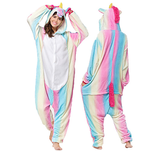 

Adults' Kigurumi Pajamas Unicorn Pony Onesie Pajamas Flannel Toison Pink Cosplay For Men and Women Animal Sleepwear Cartoon Festival / Holiday Costumes