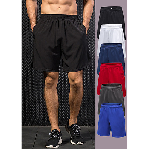 

YUERLIAN Men's Running Shorts Yoga Shorts Side Pockets Elastic Waistband Shorts Quick Dry Moisture Wicking Lightweight Navy Blue Grey Burgundy Fitness Gym Workout Training Summer Sports Activewear