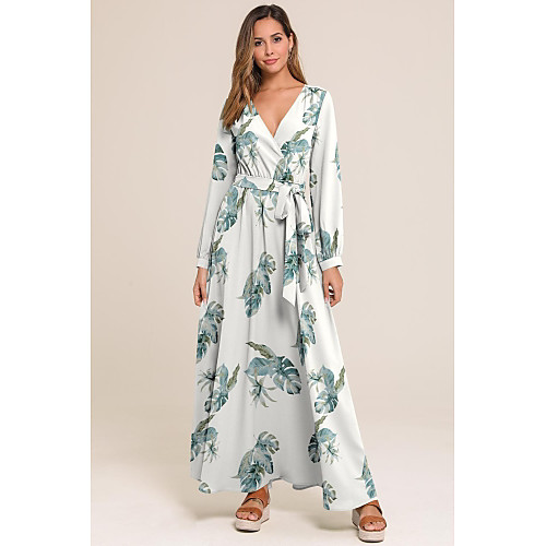 

Women's Asymmetrical Swing Dress - Long Sleeve Geometric Deep V Basic Daily Wear Wine White Blue Red Light Blue S M L XL XXL