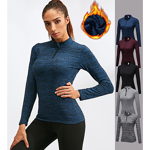 

YUERLIAN Women's Pullover Running Shirt Yoga Top Winter Burgundy Black Blue Light Grey Gray Fleece Gym Workout Running Tee Tshirt Sweatshirt Long Sleeve Sport Activewear Thermal Warm Windproof
