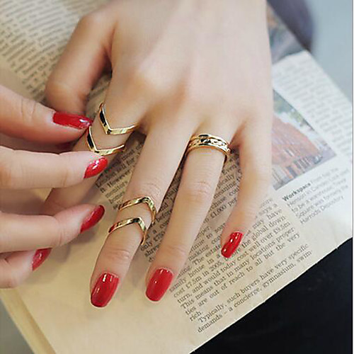 

Band Ring Cut Out Gold Alloy Precious Fashion 4pcs Adjustable / Women's / Ring Set / Open Ring / Adjustable Ring