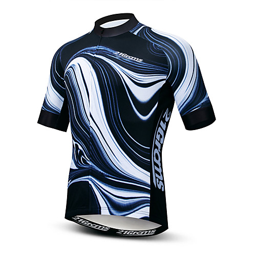

21Grams Men's Short Sleeve Cycling Jersey Summer Elastane Lycra Polyester Black Stripes Bike Jersey Top Mountain Bike MTB Road Bike Cycling Quick Dry Moisture Wicking Breathable Sports Clothing