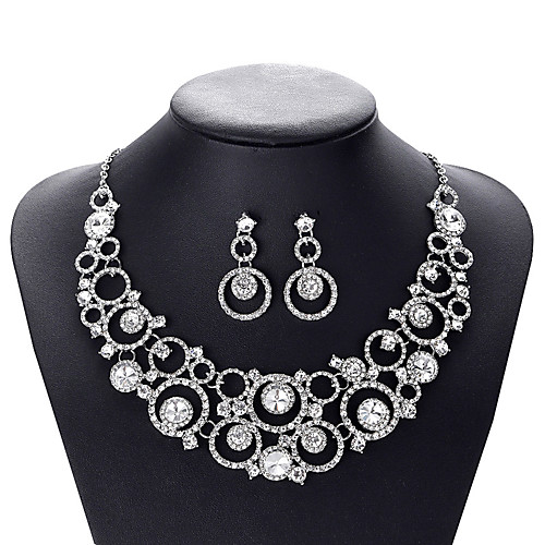 

Women's Crystal Bridal Jewelry Sets Fancy Flower Elegant Rhinestone Earrings Jewelry White For Wedding Party 1 set