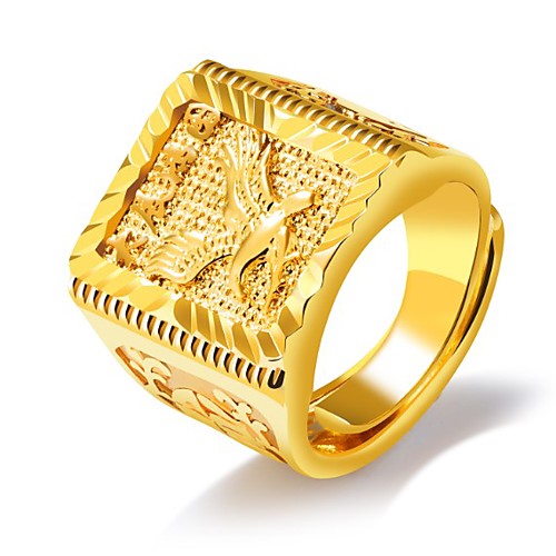 

Men Band Ring Stylish Gold 18K Gold Plated Eagle Streetwear Hip Hop Adjustable / Men's