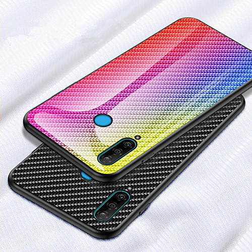 

Carbon Fiber Gradient Tempered Glass Phone Case For Huawei P30 Pro P30 Lite P20 Pro P Smart 2019 Z Y9 Y6 Y7 2019 Honor 9X Pro Honor 20 Pro Honor 10 Lite Shockproof Back Cover Soft TPU edge Protection