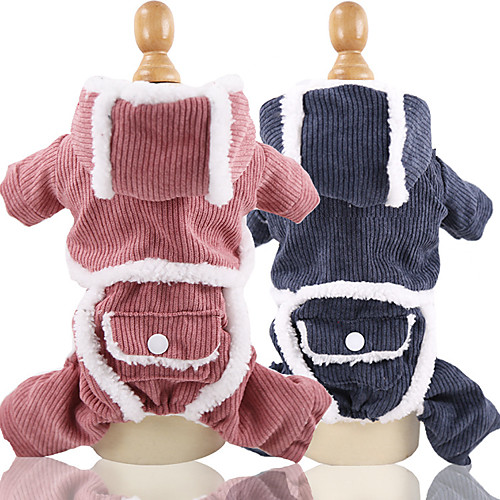 

Dog Hoodie Jumpsuit Puppy Clothes Patchwork Cosplay Winter Dog Clothes Puppy Clothes Dog Outfits Blue Pink Costume for Girl and Boy Dog Corduroy XS S M L XL XXL