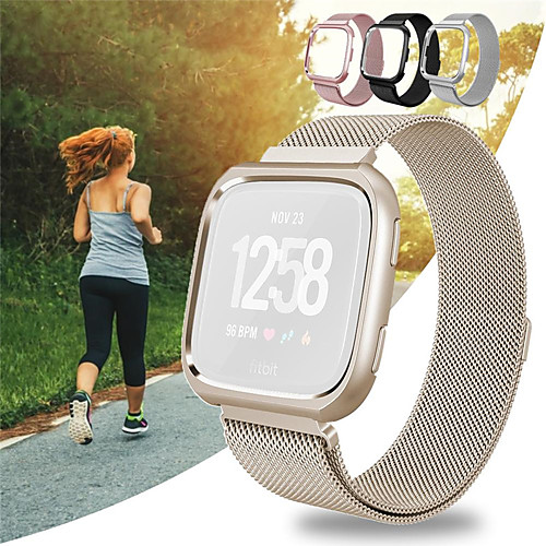 

Milanese Loop Wrist Strap Band With Case For Fitbit Versa Replacement Band Metal Protective Case
