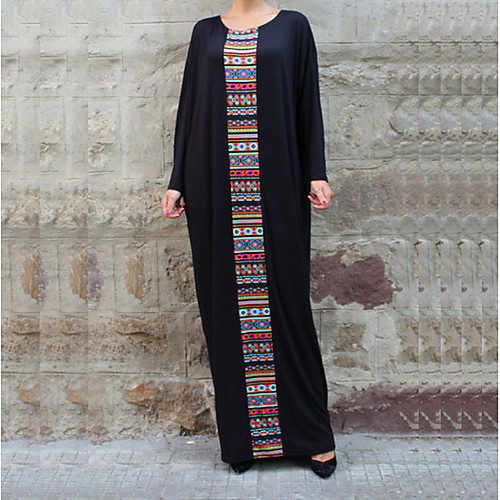 

Women's Maxi Abaya Dress - Long Sleeve Solid Colored Black S M L XL XXL
