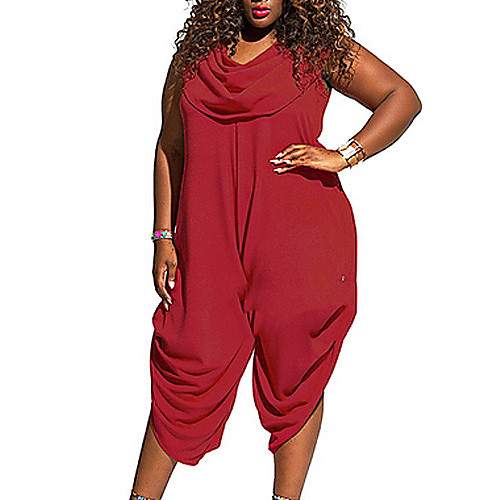 

Women's Plus Size Jumpsuit Plain Sleeveless Streetwear Spring Summer Yellow Wine White XL XXL 3XL 4XL 5XL