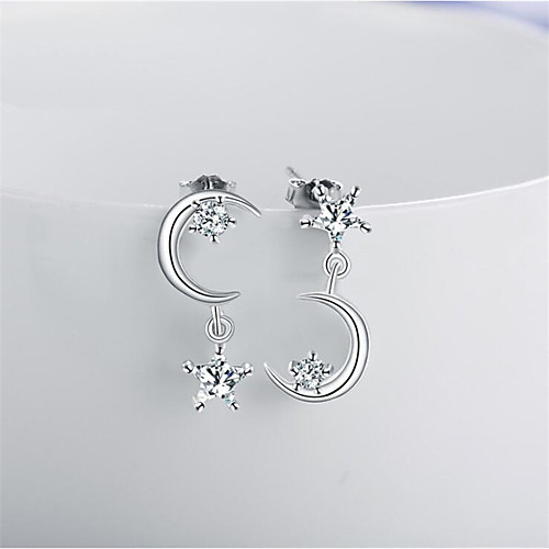

Women's Earrings Geometrical Moon Star Stylish Earrings Jewelry Silver For Gift Daily 1 Pair