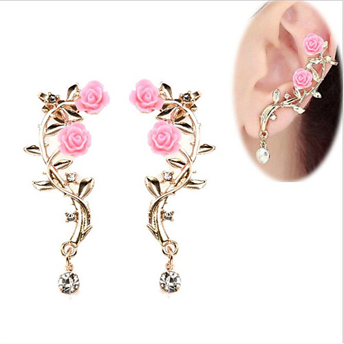 

Women's Stud Earrings Clip on Earring Classic Flower Shape Earrings Jewelry Gold For Wedding Party Festival 1 Pair