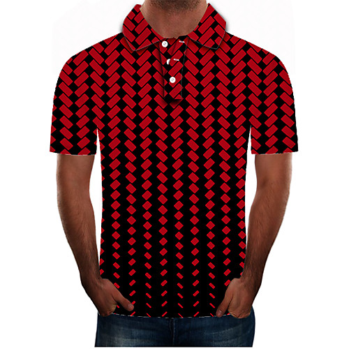 

Men's Plus Size 3D Graphic Polo Street chic Exaggerated Daily Going out Shirt Collar Red / Short Sleeve