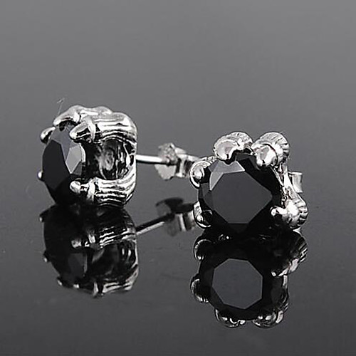 

Men's Stud Earrings 3D Precious Fashion Silver Plated Earrings Jewelry Black / Silver For Daily Street Work 1 Pair
