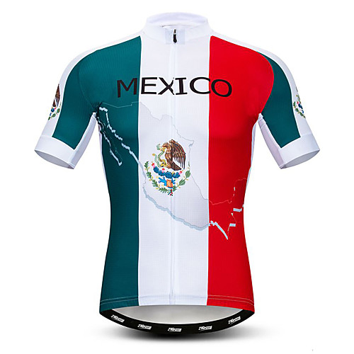 

21Grams Men's Short Sleeve Cycling Jersey Summer Elastane Lycra Polyester White Mexico National Flag Bike Jersey Top Mountain Bike MTB Road Bike Cycling Quick Dry Moisture Wicking Breathable Sports