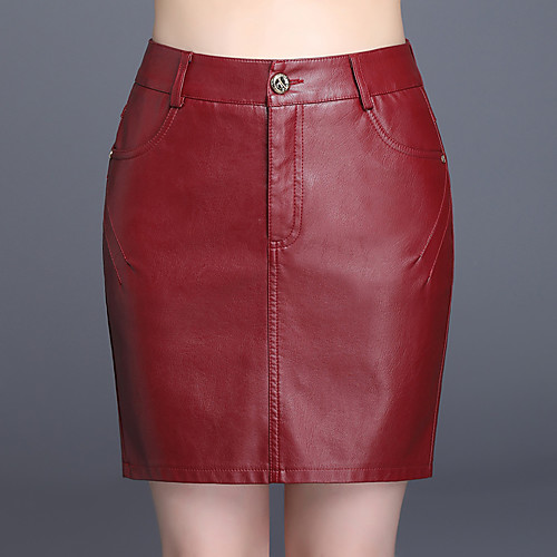 

Women's Daily Punk & Gothic Cotton Bodycon Skirts - Solid Colored Black Red M L XL