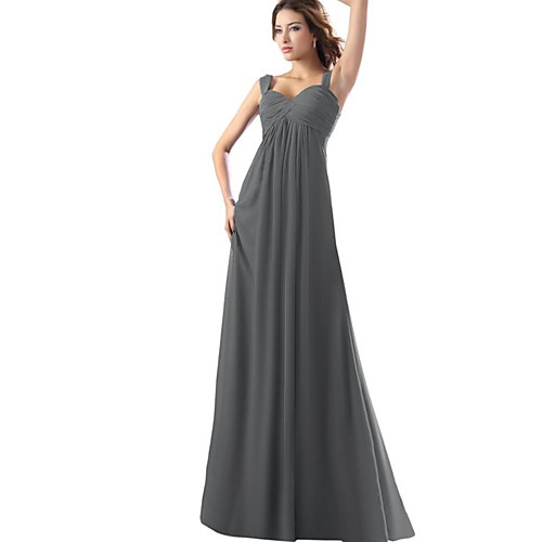 

A-Line Straps Floor Length Chiffon Bridesmaid Dress with Ruching