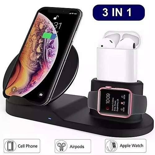 

10W 7.5W 3 in 1 Wireless Charger FOR Apple Watch and AirPods Charging Stand QI Fast Wireless Charger for iPhone 11 Pro Max/XS/Xs Max/XR/X/8/8 Plus,Samsung Galaxy S10/S10 Plus/S9/S9 Plus/Note 9/Note 8