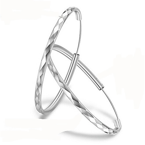

Women's Hoop Earrings Hollow Out Precious Fashion Silver Plated Earrings Jewelry Silver For Party Street Daily 1 Pair