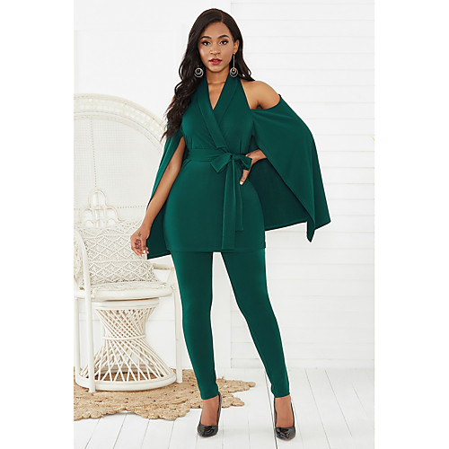 

Women's Black Wine Green Slim Jumpsuit Solid Colored