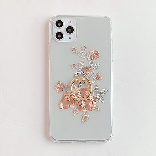 

Case for Apple scene map iPhone 11 11 Pro 11 Pro Max X XS XR XS Max 8 Golden rose pattern inner and outer plating ring bracket TPU material IMD process all-inclusive mobile phone case
