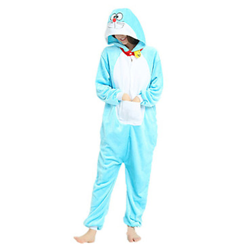 

Adults' Kigurumi Pajamas Doraemon Onesie Pajamas Flannel Fabric Light Blue Cosplay For Men and Women Animal Sleepwear Cartoon Festival / Holiday Costumes
