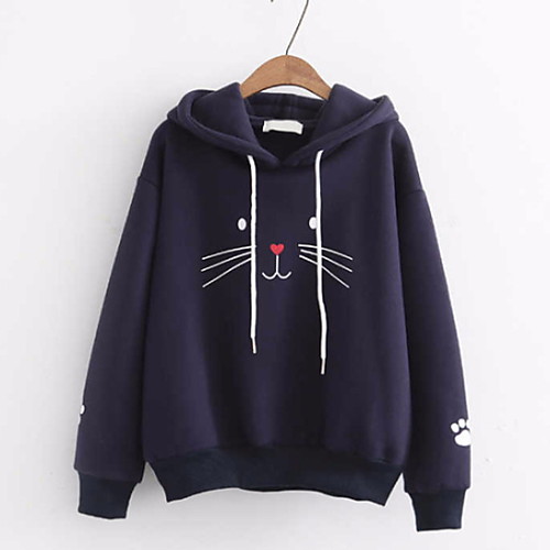 

Women's Hoodie Character Basic White Blushing Pink Navy Blue M L XL XXL