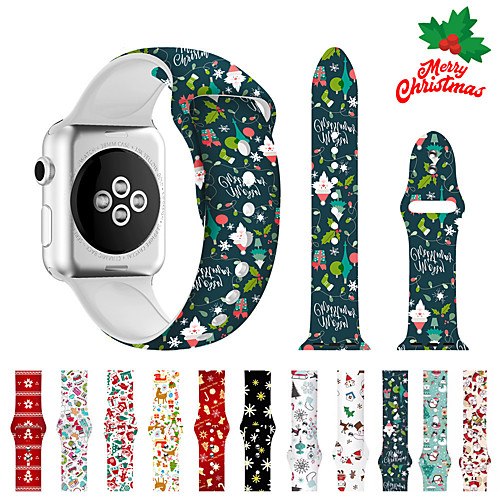 

Soft Silicone Strap For Apple Watch Band 44mm 40mm 38mm 42mm Christmas Gift Floral Printed Wrist Belt For Apple Watch Series 5/4/3/2/1 Watchband