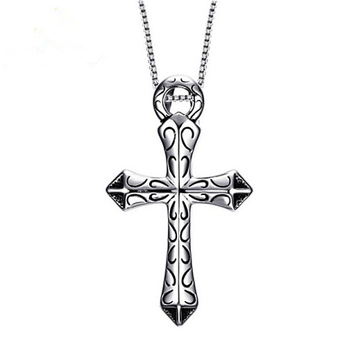 

Men's Pendant Necklace Geometrical Cross Fashion Stainless Steel Silver 50 cm Necklace Jewelry 1pc For Gift Daily