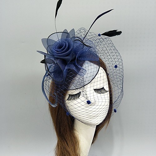 

Feathers / Net Fascinators / Hats / Headwear with Feather / Floral / Ruching 1 Piece Wedding / Special Occasion Headpiece