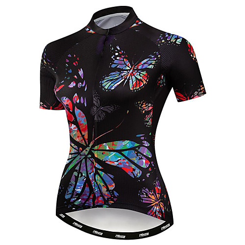 

21Grams Women's Short Sleeve Cycling Jersey Summer Elastane Polyester Black Butterfly Bike Jersey Top Mountain Bike MTB Road Bike Cycling Quick Dry Moisture Wicking Breathable Sports Clothing Apparel