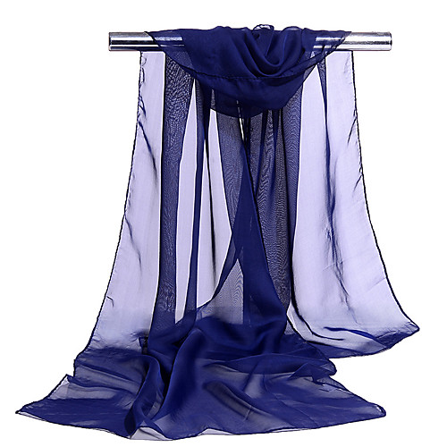 

Women's Chiffon Scarf Daily Blue Scarf Solid Color / Green / Gray / Pink / Winter / Spring