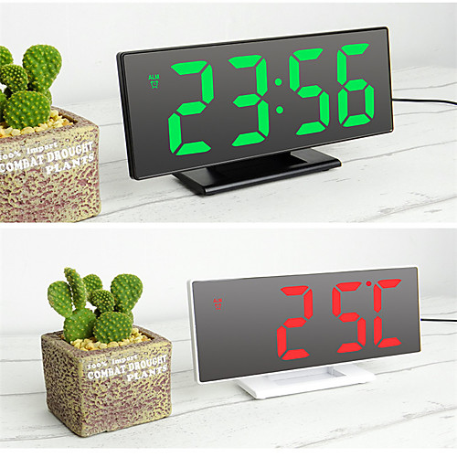 

Digital Alarm Clock LED Mirror Electronic Clocks Multifunction Large LCD Display Digital Table Clock with Temperature Calendar