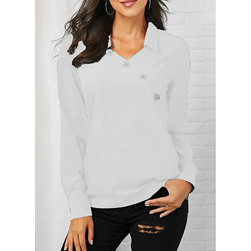 

Women's Solid Colored Shirt Daily Shirt Collar Wine / White / Black / Blue / Khaki / Gray