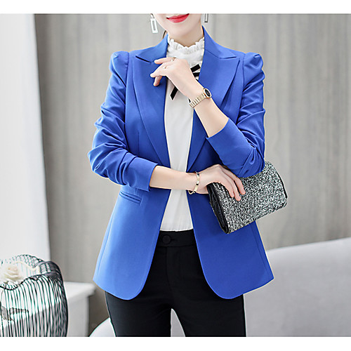 

Women's Blazer Notch Lapel Cotton / Polyester Green / Black / Royal Blue / Slim