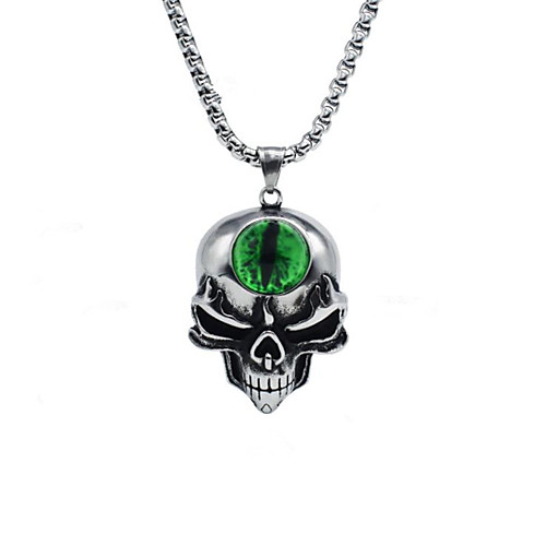 

Men's Pendant Necklace Geometrical Skull Fashion Titanium Steel Silver 55 cm Necklace Jewelry 1pc For Daily Holiday