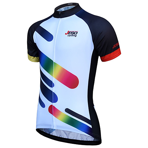 

JESOCYCLING Men's Short Sleeve Cycling Jersey Black / White Bike Jersey Top Mountain Bike MTB Road Bike Cycling Breathable Quick Dry Back Pocket Sports Clothing Apparel / Stretchy / Sweat-wicking